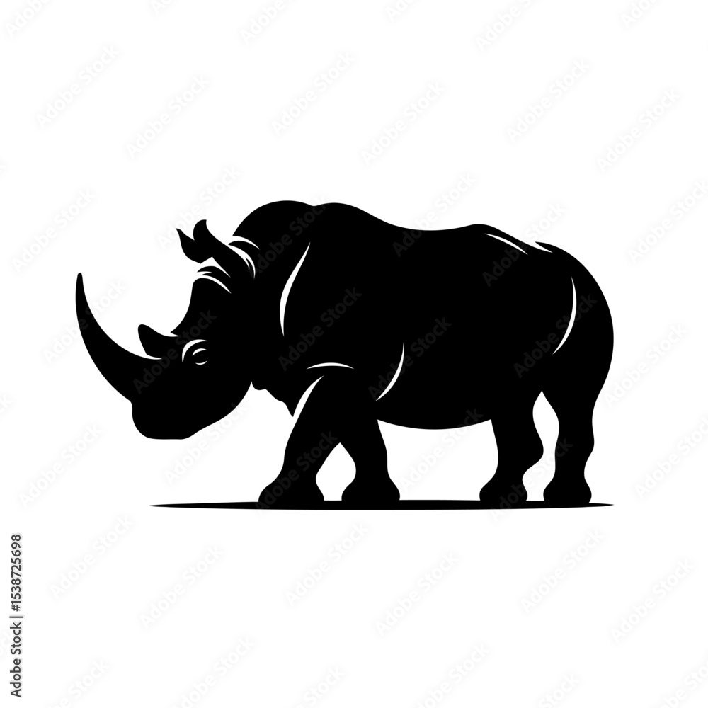 Fototapeta premium Rhino Silhouette Powerful African Wildlife Vector Graphic