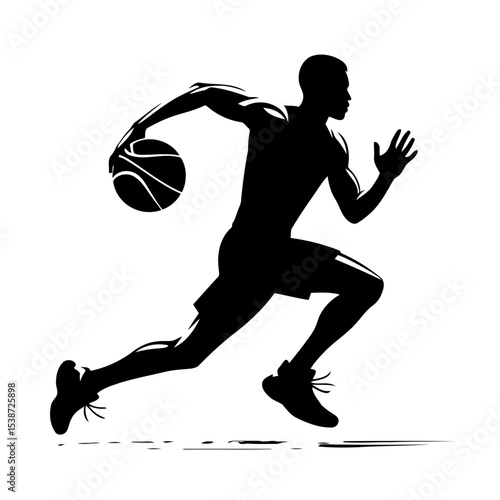 Dynamic Silhouette Of Basketball Player In Action Speed Power And Skill