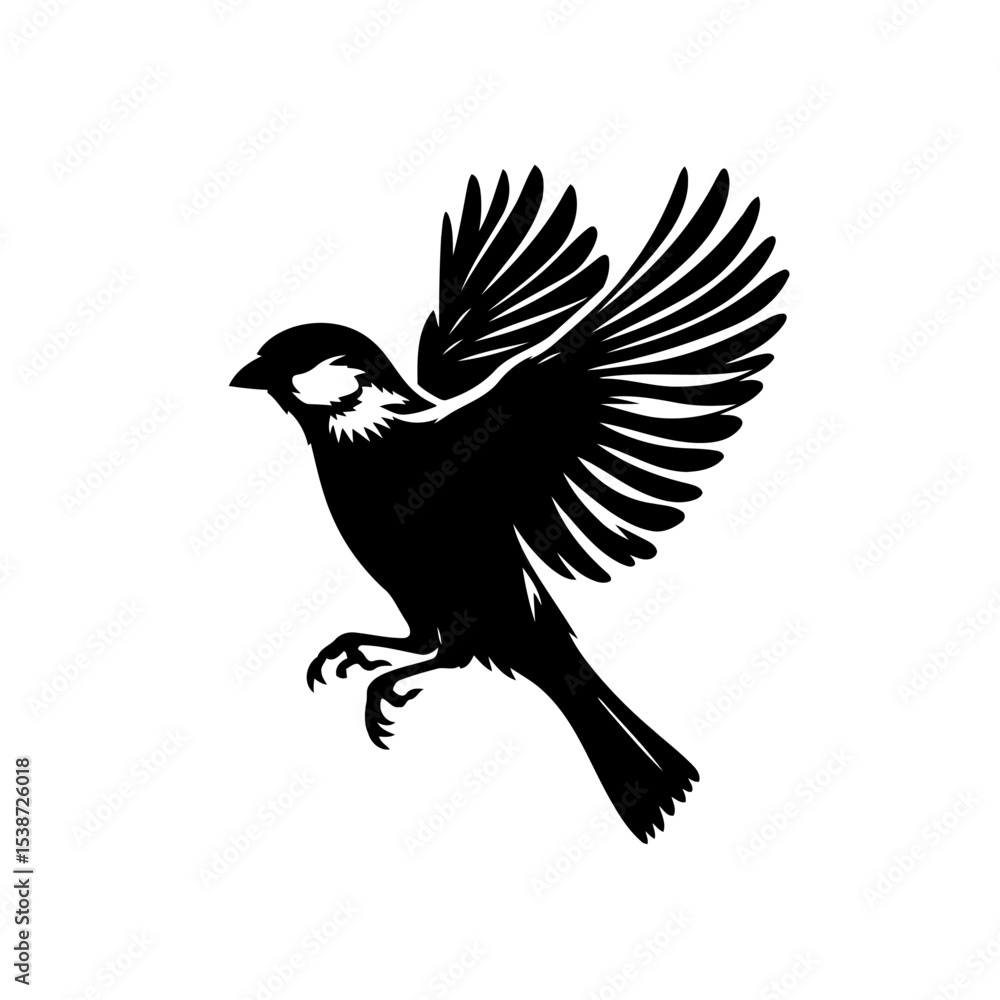 Obraz premium Sparrow In Flight Stunning Silhouette Bird