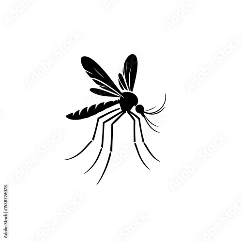 Stylized Mosquito Silhouette Insect Vector Graphic