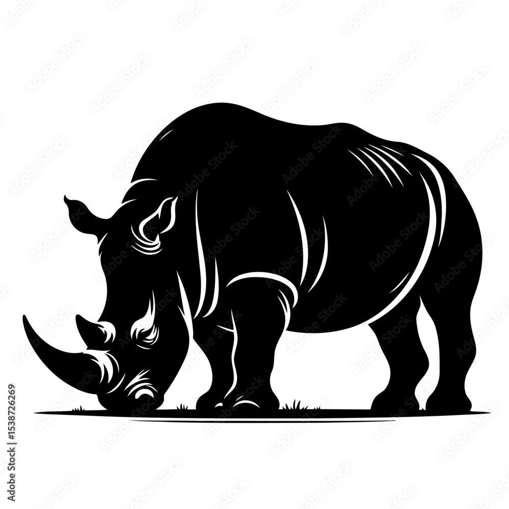 Obraz premium Rhino Silhouette Powerful Vector Graphic