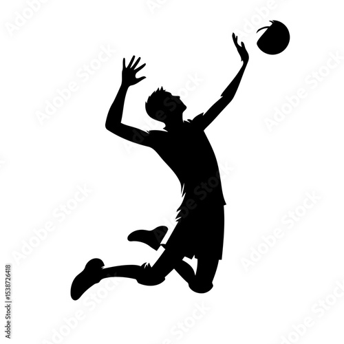 Volleyball Player Silhouette Dynamic Action Shot Of Athlete In Jump Serve