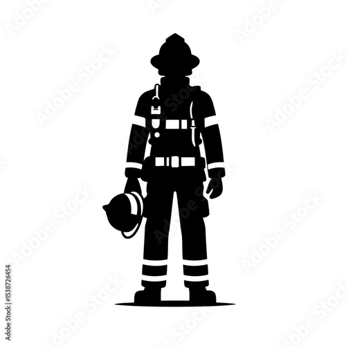 Firefighter Silhouette Courage Bravery And Dedication To Protecting Lives And Property