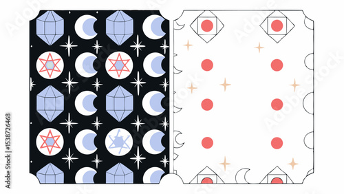 Mystical Moon and Crystal Seamless Pattern Design