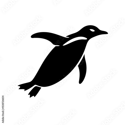 Elegant Penguin Silhouette Minimalist Vector Graphic