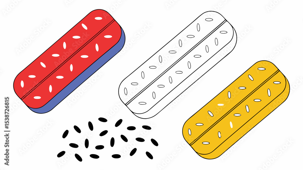 Isometric Colorful Sweet Biscuits with Seeds Isometric Colorful Sweet Biscuits with Seeds