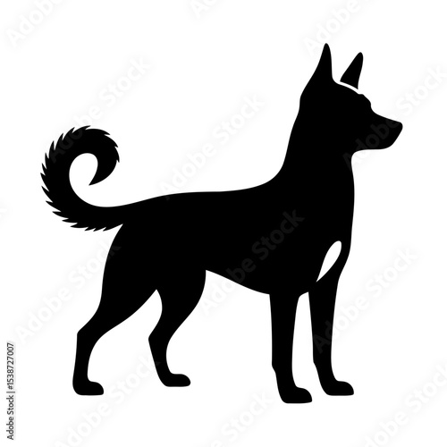 Canine Silhouette Elegant Black Dog Vector Graphic