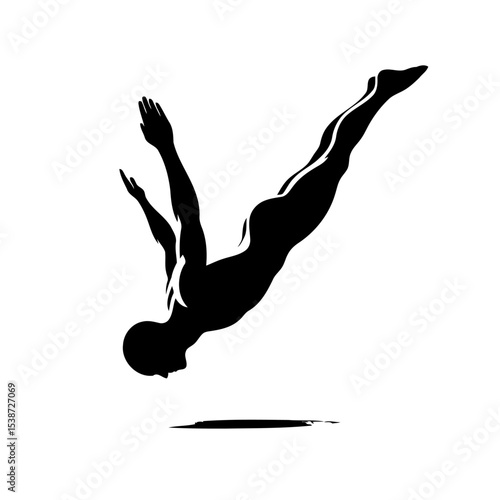 Dynamic Silhouette Of Diver In Midair Stunning Display Of Athleticism And Grace