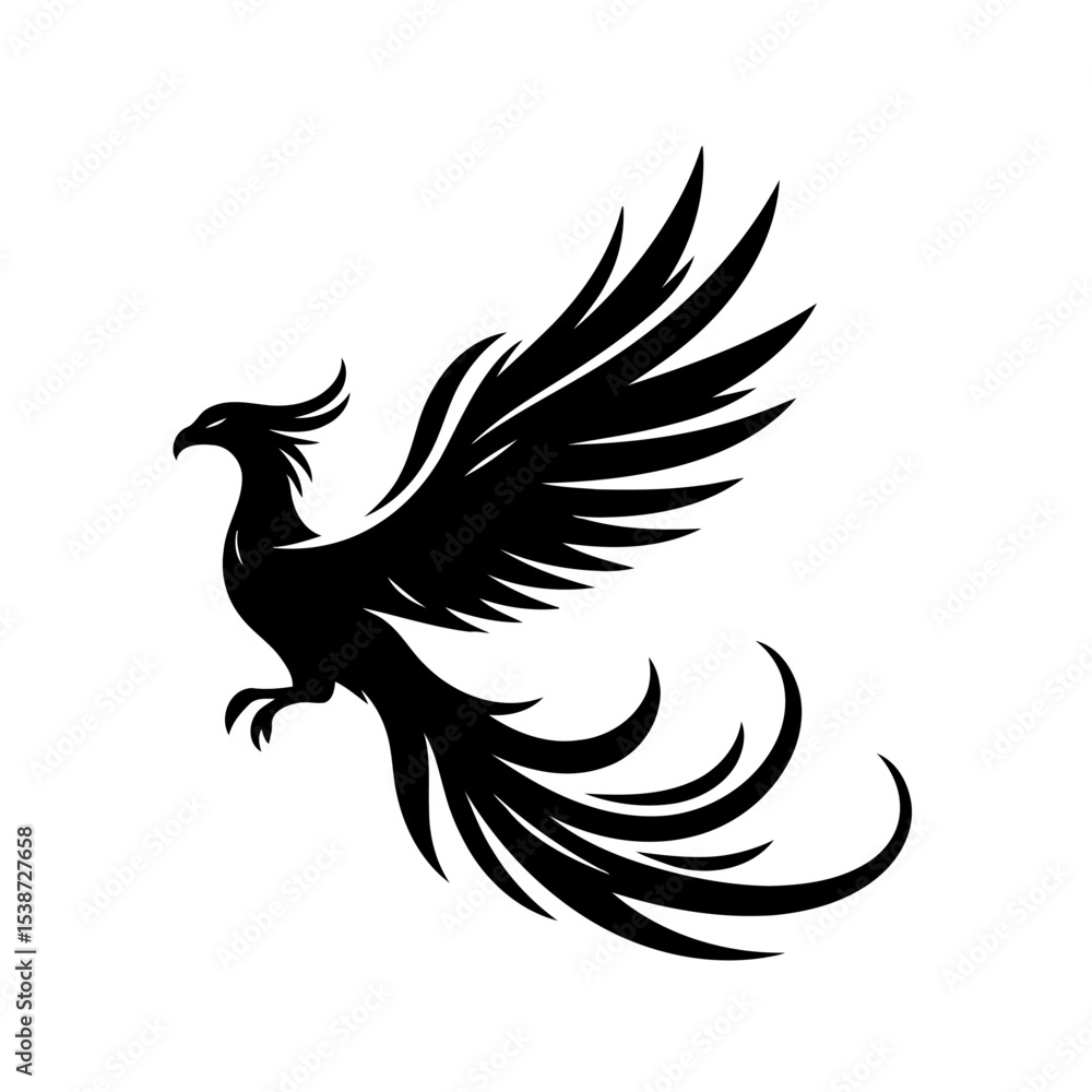 Obraz premium Phoenix Black Silhouette Bird Of Legend