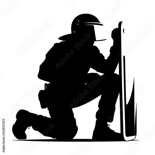 Police Officer In Riot Gear Protecting Public Order