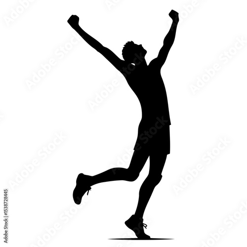 Triumphant Volleyball Player Silhouette Dynamic Celebration Of Victory And Athleticism