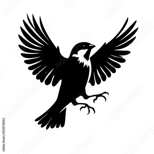 Sparrow In Flight Vector Of Bird Taking Flight