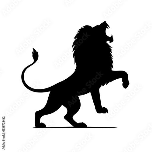 Roaring Lion Silhouette Powerful Strength And Wild Nature
