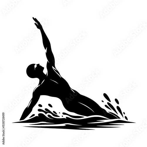 Dynamic Swimmer Silhouette Vector Graphic Of Athlete In Action