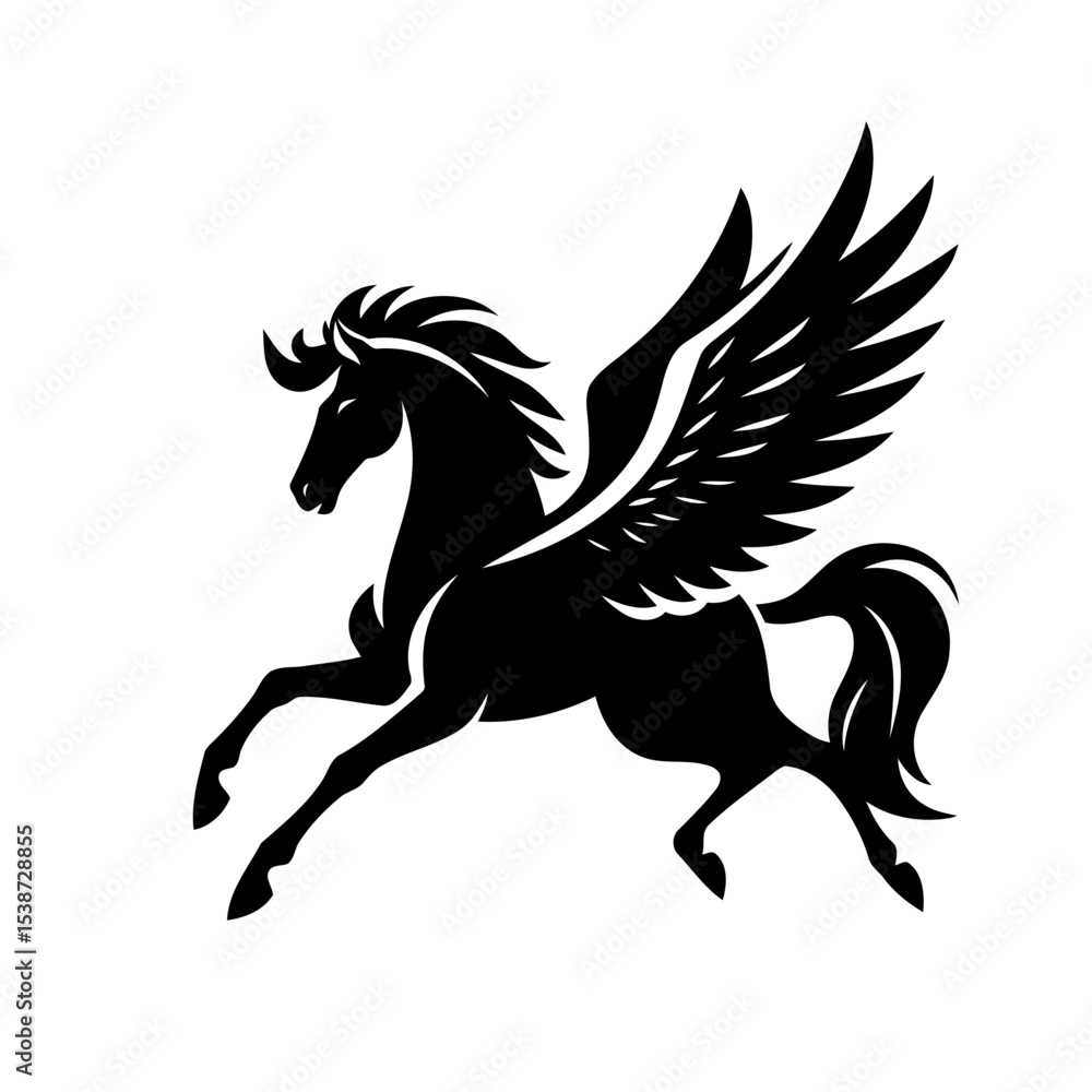 Fototapeta premium Pegasus Silhouette Of Winged Horse In Flight