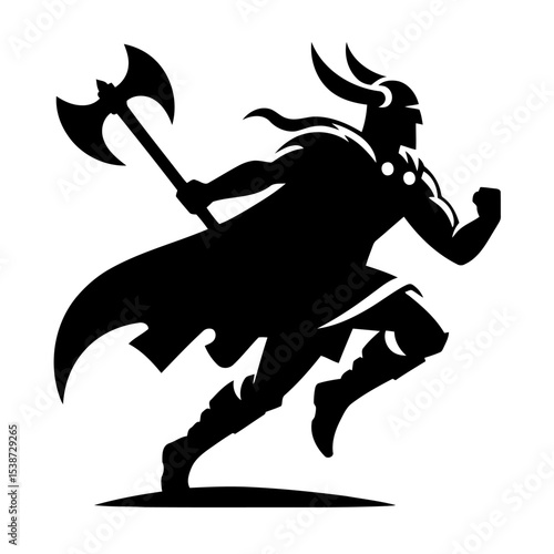 Running Viking Warrior With Axe Norse Mythology Power And Action