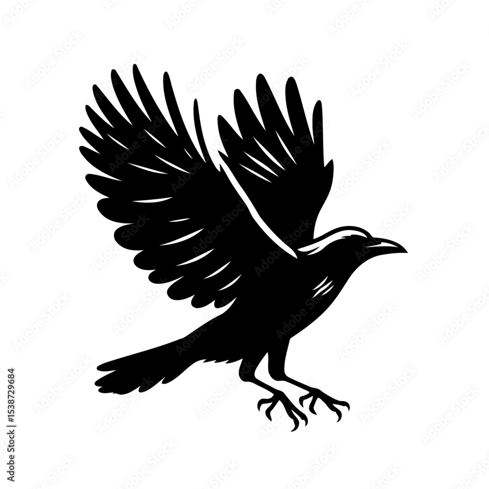 Naklejka premium Crow In Flight Silhouette
