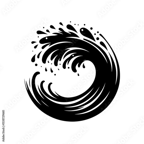 Ocean Wave Monochrome Circular Water