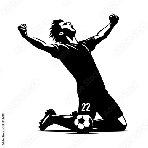 Soccer Player Celebrates Goal Victory Silhouette