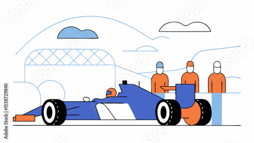 Formula 1 Race Car Pit Stop Illustration