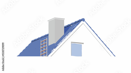 House Roof with Chimney and Ladder