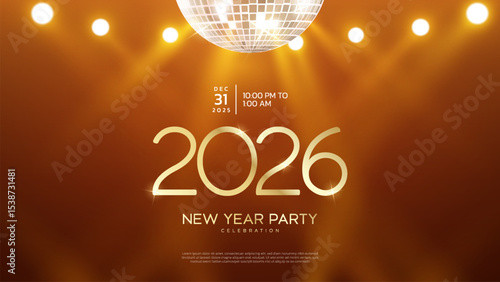 2026 Happy New Year club poster Background for your Flyers and Greetings Card graphic or new year themed party invitations. 2026 New Year Party Celebration invitation design.