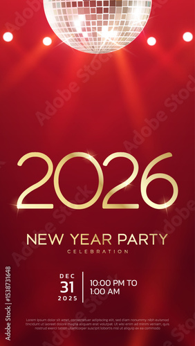 2026 Happy New Year club poster Background for your Flyers and Greetings Card graphic or new year themed party invitations. 2026 New Year Party Celebration invitation design.