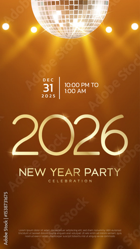 Slika na platnu 2026 Happy New Year club poster Background for your Flyers and Greetings Card graphic or new year themed party invitations