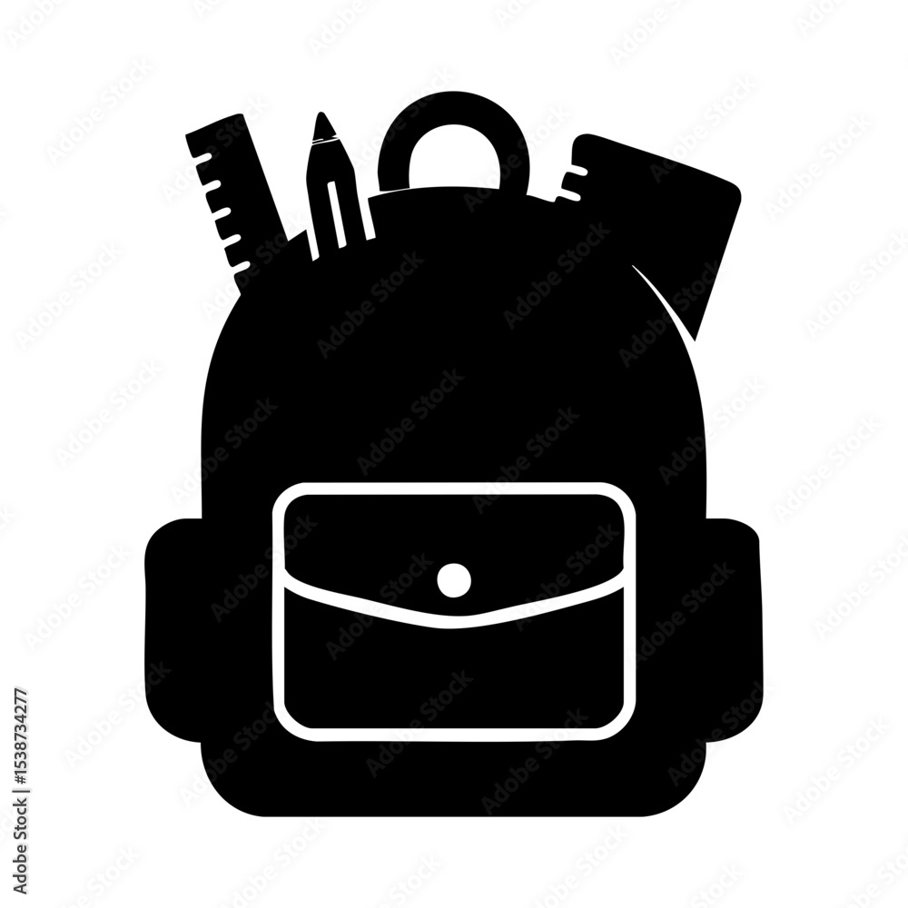 Fototapeta premium School backpack icon with supplies inside
