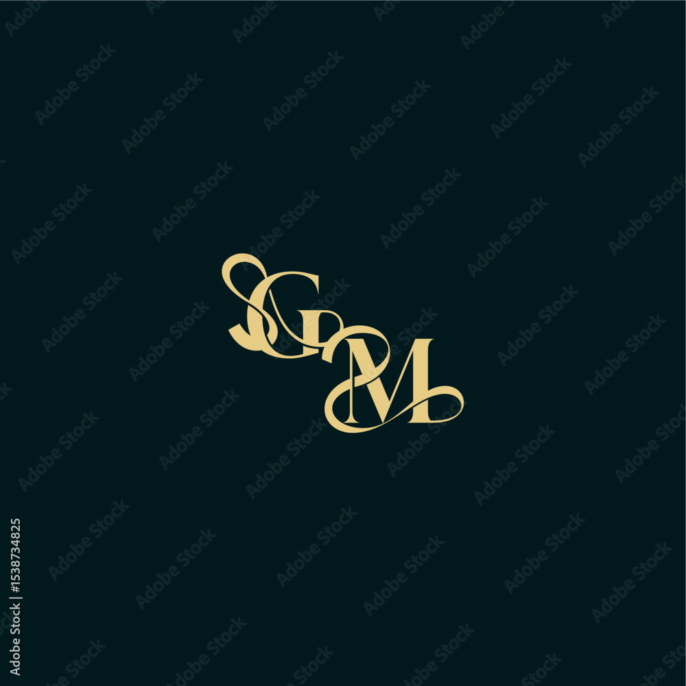 wedding logo initial bold concept design letter elegant and curvy style monogram GM wedding logo initial bold concept design letter elegant and curvy style monogram GM