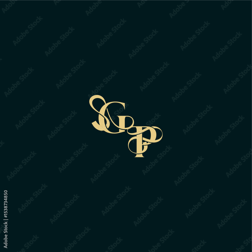 wedding logo initial bold concept design letter elegant and curvy style monogram GP wedding logo initial bold concept design letter elegant and curvy style monogram GP
