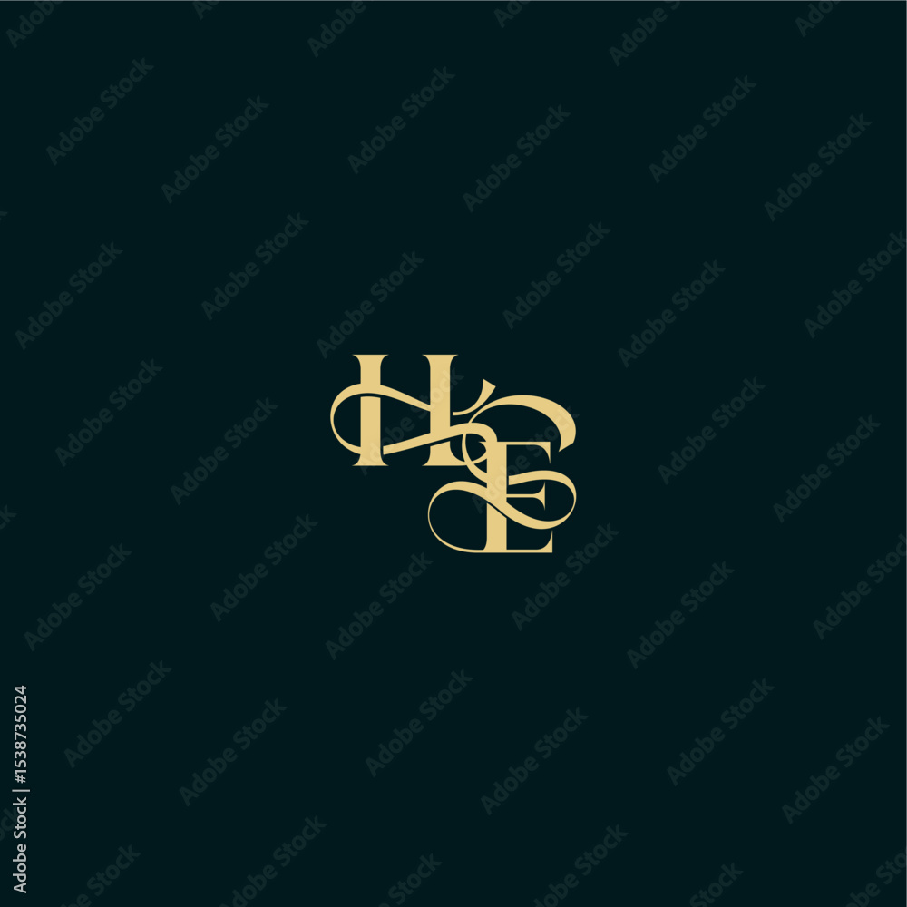 wedding logo initial bold concept design letter elegant and curvy style monogram HE wedding logo initial bold concept design letter elegant and curvy style monogram HE
