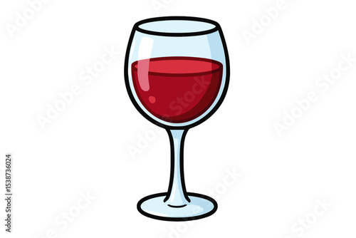 Red wine glass cartoon vector illustration. Isolated alcoholic beverage. Drink symbol for restaurant, bar menu. Concept for celebration, party, winery, tasting. Alcohol icon. Cheers.