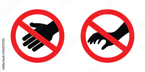 Hand forbidden sign, no entry, do not touch, don't push, off limits, vector icon