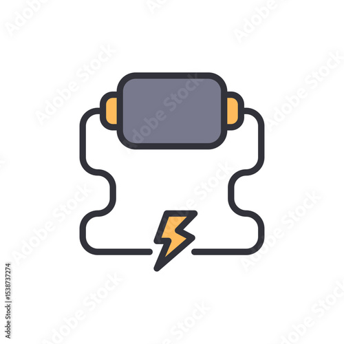 Stylized Electric Capacitor With Lightning Symbol For Electronics Projects