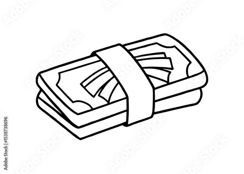 big pack of a dollars isolated on a line art vector illustration