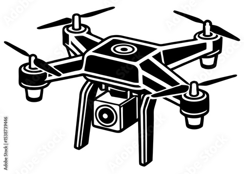 Vector Silhouette of Drone, at transparent effect background