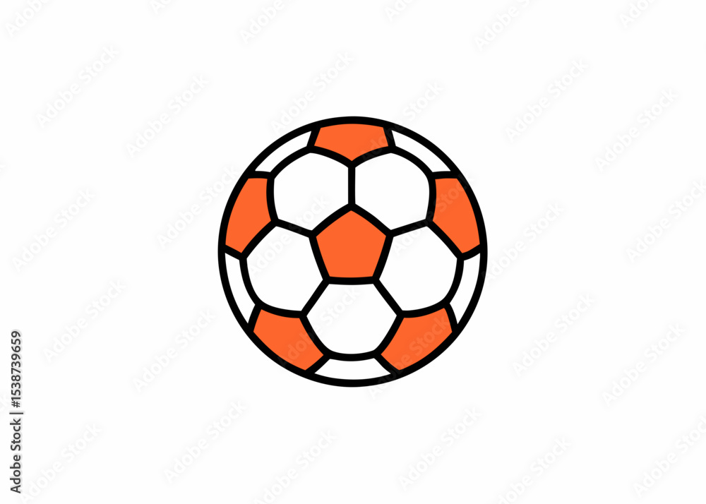 Obraz premium Football Ball Sketch in Trendy Flat Style, Soccer ball icon. Flat vector illustration in black on white background.