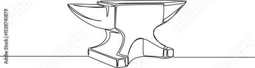 continuous single line drawing of an anvil, line art vector illustration