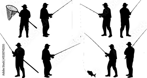 vector set of Fishermen Silhouettes
