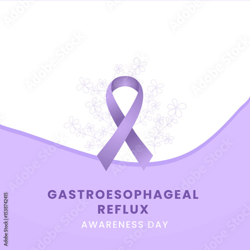 Gastroesophageal reflux awareness Day background design with periwinkle silk ribbon.