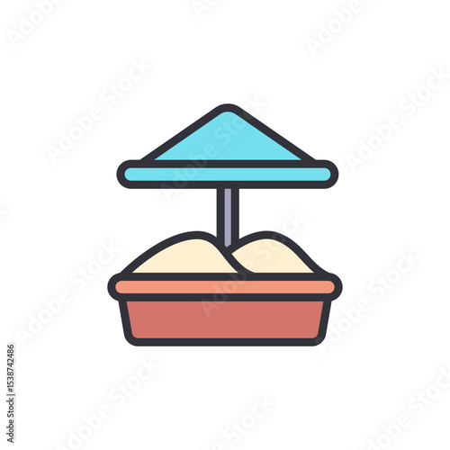 Stylized Illustration Of A Sandpit With Small Canopy Shelter Above