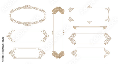 Elegant ornate frames set with decorative vintage elements vector illustration