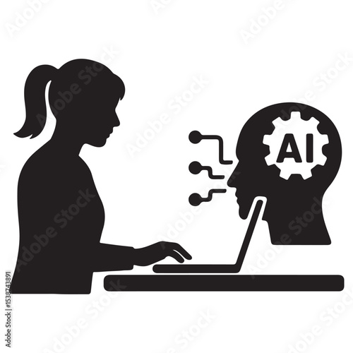 Characters working with generative AI model tools Deep learning artificial intelligence vector