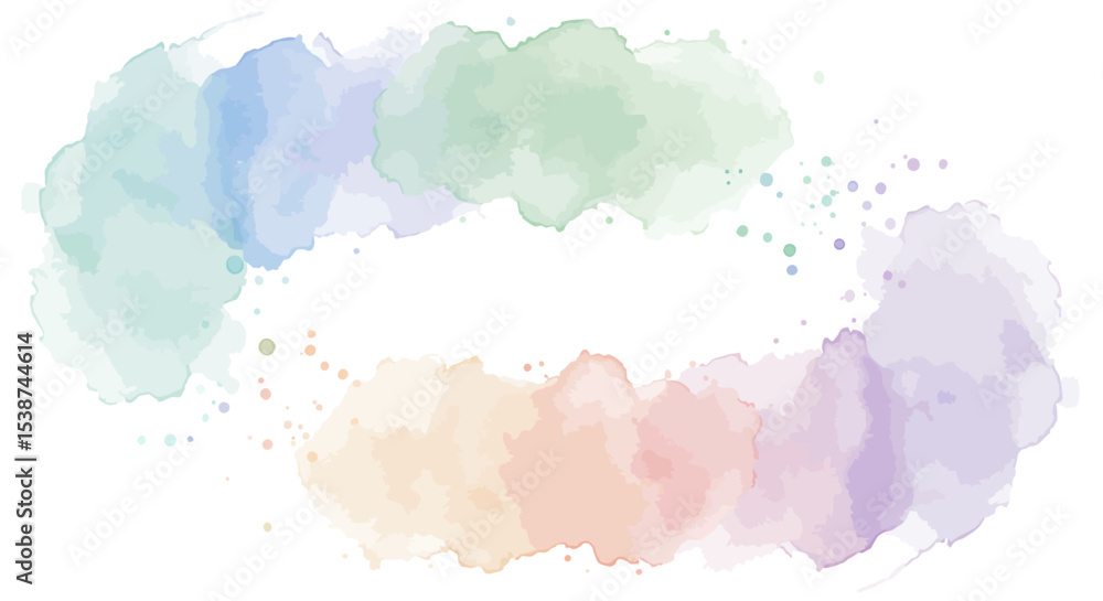 Obraz premium Abstract pastel watercolor cloud shape with rainbow colors on white background vector illustration