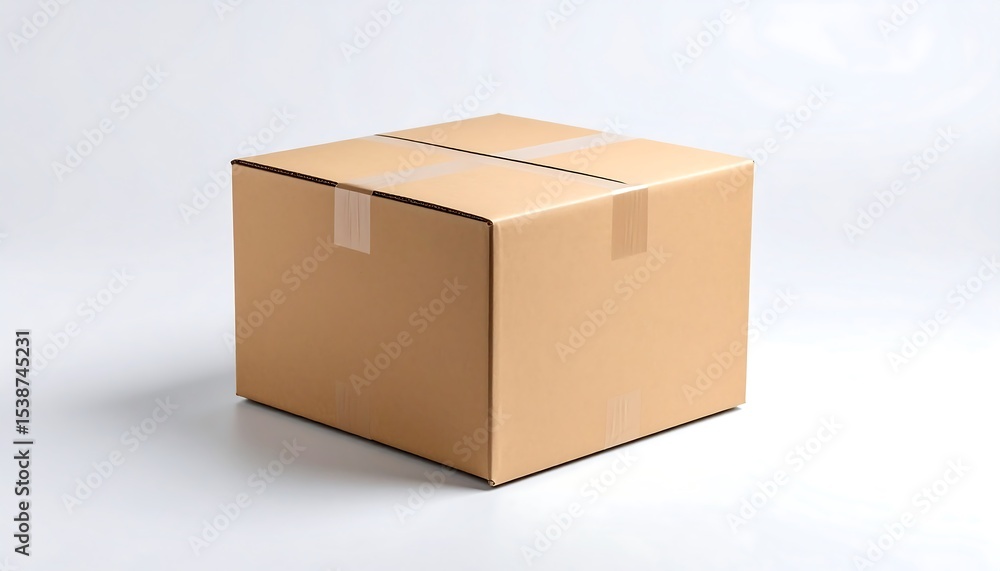 Cardboard Box on White Packaging with Shipping, Delivery, Isolated, Warehouse, and Blank Space. Cardboard Box on White Packaging with Shipping, Delivery, Isolated, Warehouse, and Blank Space.