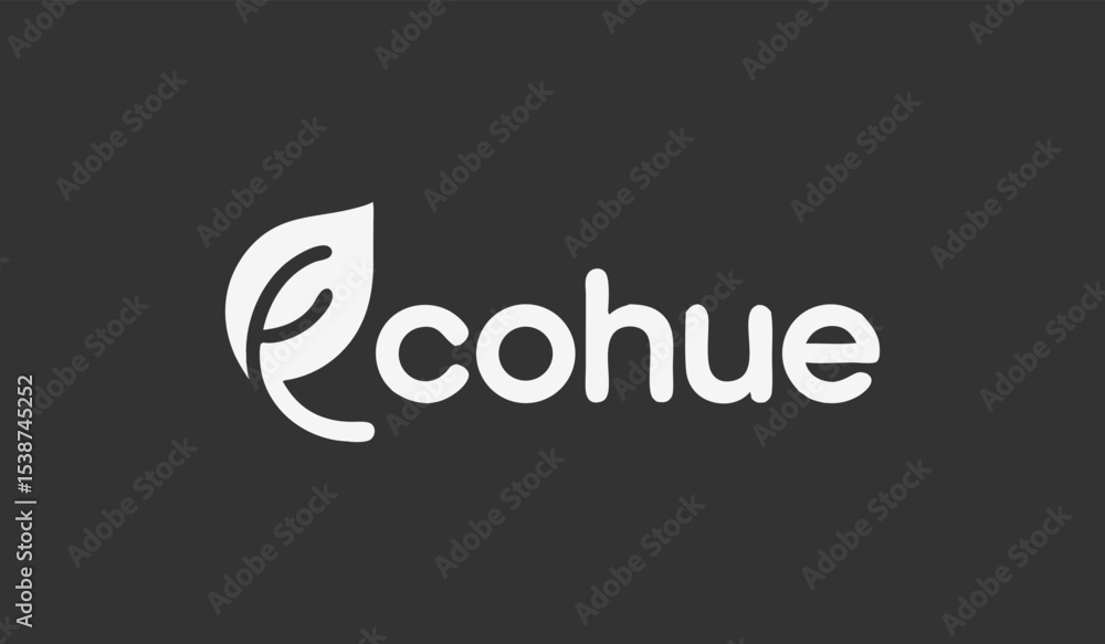 Ecohue Logo with Leaf Design, Representing Sustainability Ecohue Logo with Leaf Design, Representing Sustainability