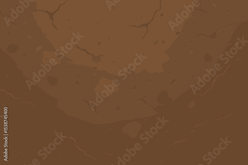 Seamless cartoon ground texture. Vector background of cracked earth or stone for game design. Stylized dry mud floor surface. Abstract brown desert soil pattern illustration.