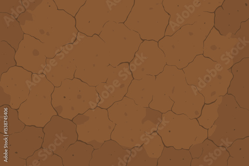 Dry cracked ground vector texture. Seamless pattern background of arid earth and desert soil. Abstract concept for drought, climate change, global warming. Barren land illustration.