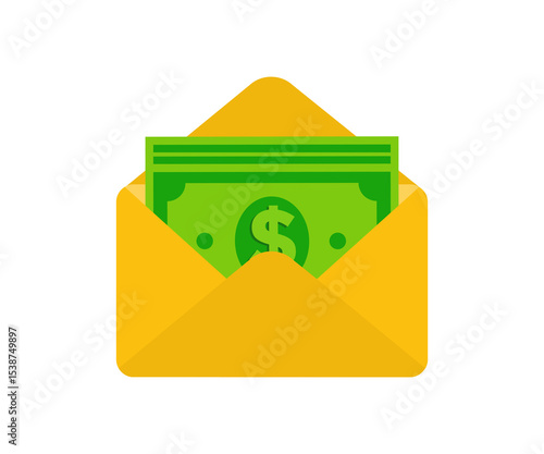 Free Download Money envelope icon. Flat illustration of money envelope. Envelop with money illustration on transparent background.  - GFXLoad